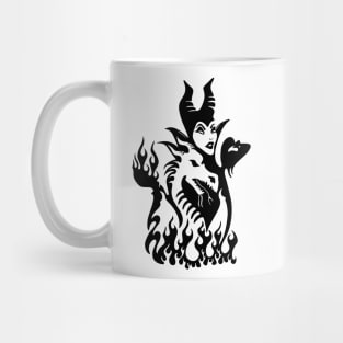 Evil Fairy with her Dragon and Crow Mug